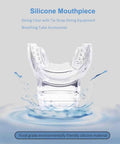 Clear diving mouthpiece with tie strap, part of Six Pack Silicone Diving Mouthpieces In Clear With Tie Strap And Universal Caliber Fit For Most Breathing Tubes Food Grade Safe Silicone Disinfection Vacuum Packed Easy To Clean And Reusable Accessory For Snorkel And Scuba Gear.