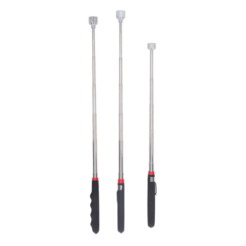 Handy Dandy Telescoping Magnetic Pickup Tool With 10 15 20 Lb Strength Retractable Pen Kit Made For Garage Garage Factory Jobs Featuring Soft Comfortable Grip Handle That Lets You Snag Nails Screws Bolts And More Without Bending Over Or Getting Dirty., three telescoping magnetic pickup pens with black grip handles