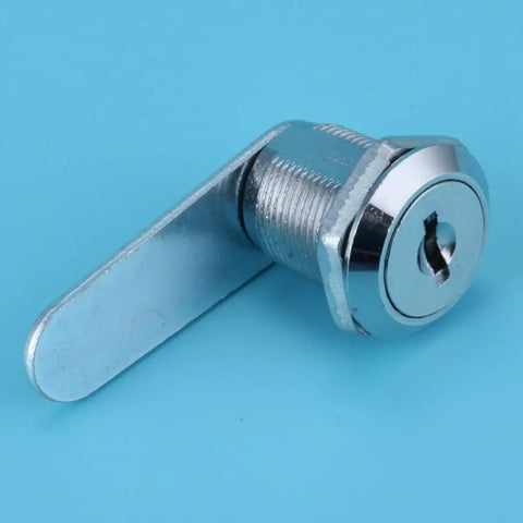 No Sweat Silver Zinc Alloy Cylinder Cam Lock With Three Keys For Electrical Meter Boxes Kitchen Cabinets And Drawer Hardware, close-up view.