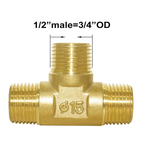 Brass Pipe Fitting Barstock Tee 3 Way NPT Half Inch Tee Pack Of Two For DIY Home Plumbing Projects with threaded connections