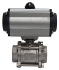 Three Piece 2 Inch Pneumatic Actuated Ball Valve With Threaded Ends 304 Stainless Steel Double Acting Globe Valve For Automatic Control System Heavy Duty Flow Control