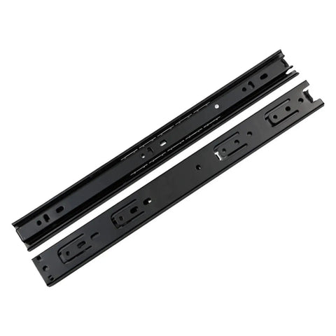 Heavy Duty Steel Ball Bearing Silent Drawer Slide Rail Set For Cabinets And Wardrobes, Three Section Drawer, 2 Pack, Black