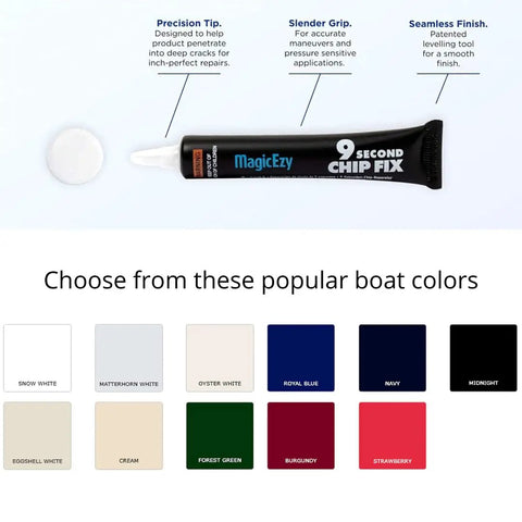9 Second Chip Fix Oyster White Fiberglass Repair Filler For Boats And Gelcoat One Part Marine Epoxy Putty, tube and color options