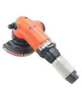 Tough As Nails Pro Grade Pneumatic Angle Grinder And Air Powered Sander with orange body for metal polishing and deburring.