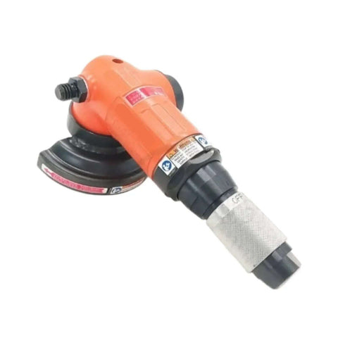 Tough As Nails Pro Grade Pneumatic Angle Grinder And Air Powered Sander with orange body for metal polishing and deburring.