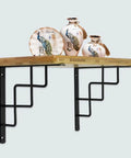 Heavy Duty Metal Wall Shelf Brackets Built Tough To Level Up Your Living Area With A 90 Degree Right Angle Design supporting a wooden shelf.