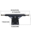 Front view of Heavy Duty Electric Skateboard Trucks With Adjustable Motor Power And Lightweight Alloy Frame, with dimensions