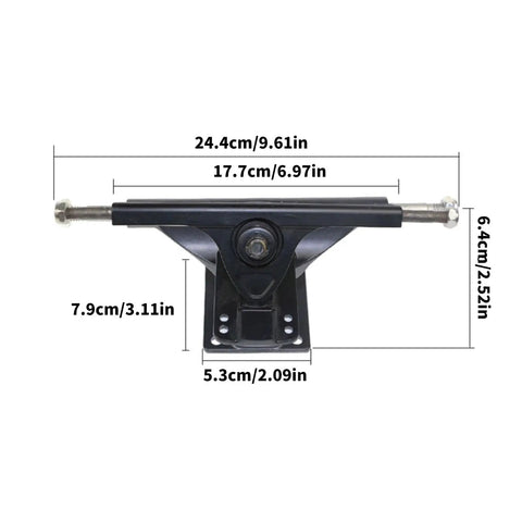 Front view of Heavy Duty Electric Skateboard Trucks With Adjustable Motor Power And Lightweight Alloy Frame, with dimensions