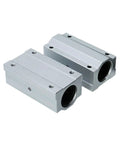 Rugged Aluminum Linear Motion Ball Bearings Paired With Slide Bushing Blocks For SCS8LUU SCS10LUU SCS12LUU showing two aluminum slide bushings