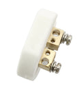 White porcelain ceramic K-type thermocouple terminal block with brass clamps and screws