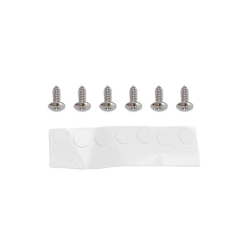 Slick Silver Under Desk Laptop Mount With Solid Aluminum Shelf And Anti Scratch Silicone Pads, includes screws and adhesive pads for assembly.