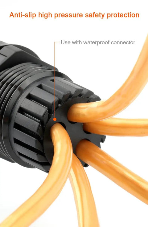 M25 Three Hole Waterproof Nylon Cable Gland With Adjustable Locknut For Two To Five Millimeter Wire Diameter in use