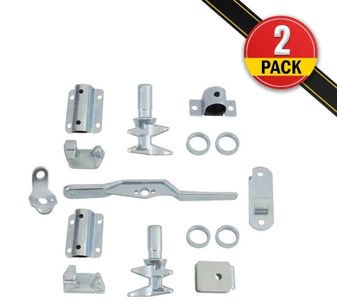 Two Pack Container Door Lock Parts Kit Without Operation Bar For Shipping Containers, Rugged Latch Components Include Bar End Insert One Inch Outer Diameter And Plastic Sleeve One And A Half Inch Inner Diameter, Great For Repairs, showing components.