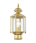 Outdoor Post Lantern 2117-02 with Clear Beveled Glass Shades in Polished Brass, solid brass exterior fixture, traditional style
