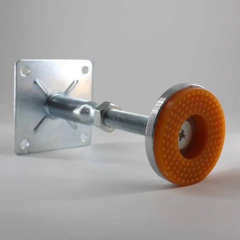 Built Tough As Nails 2 Pack Adjustable Support Jacks With Anti Slip Shock Absorbing Pads, zinc steel frame, close-up showing base.