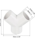 Front view of 2 Pack 25mm PVC Pipe Fittings 3 Way Y Shape Water Tubing Connectors Union for Garden Irrigation and Home Aquarium