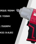 1/2 Inch Composite Air Impact Wrench Pumping Out Eight Hundred Thirty Ft Lbs Of Raw Torque With A Sweet Three Mode Power Dial