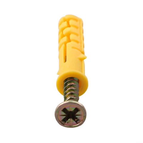 Close-up of a screw from the Heavy Duty 50 Piece Drywall Anchors And Screws Kit For Plasterboard Walls, showcasing cross tip drive.