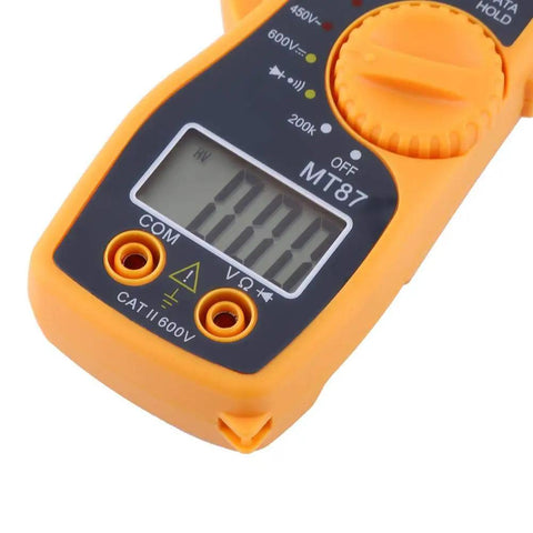 Pro Grade Digital Clamp Meter All In One Multimeter For Auto And Home Use With AC DC Voltage Current Ohms And Amp Testing Crisp Digital Display Data Retention Fast Accurate Readings To Diagnose Electrical Problems close-up