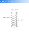 Ten Pack 0.2mm Wire Diameter 304 Stainless Steel Springs 3.5mm Outer Diameter 10mm Length For Ballpoint Pen Pressure And Small DIY Repairs Durable Rustproof Shop Home Springs, shown at 10mm length and 3.5mm diameter with 0.2mm wire.