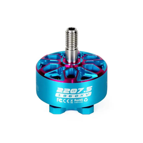 Beefy Bando 2207 2207.5 1960KV FPV Brushless Motor For 6S LiPo 5mm Output Shaft, blue casing front view