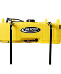 Heavy Duty 65 Gallon UTV Sprayer Tank With 12 Volt Pump And Spray Gun Roto Molded Polyethylene Construction For Farming Agriculture High Flow Spraying Without Boom Included, yellow tank with hoses.