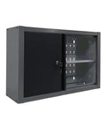 Garage-Ready Heavy Duty Metal Wall Cabinet With Door And Two Removable Shelves, Lockable, Wall Mounted for Workshop and Garage Organization.
