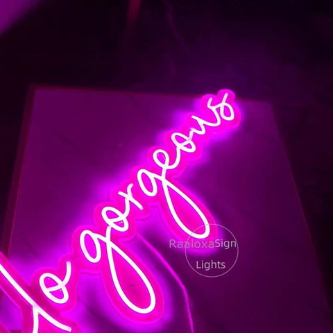 USB Powered Acrylic Wall Light For Home Decor Vibe, LED neon pink "go gorgeous" sign, 45cm by 21cm, shatter resistant
