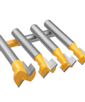 Five Piece T Slot Router Bit Set For T Track Grooving With Tough Carbide Cutters, precision tools for woodworking.