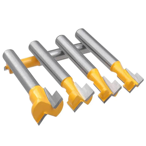 Five Piece T Slot Router Bit Set For T Track Grooving With Tough Carbide Cutters, precision tools for woodworking.