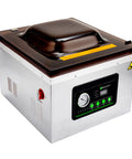 Pro Grade Chamber Vacuum Sealer Packs A Solid Punch With Sturdy 16 Inch Seal Bar And Whisper Quiet Motor in silver.
