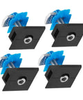 4 Pack Aluminum Alloy Solar Panel Mounting Bracket Clips With Wing Nuts Heavy Duty Roof Attachment Hardware in black and blue.