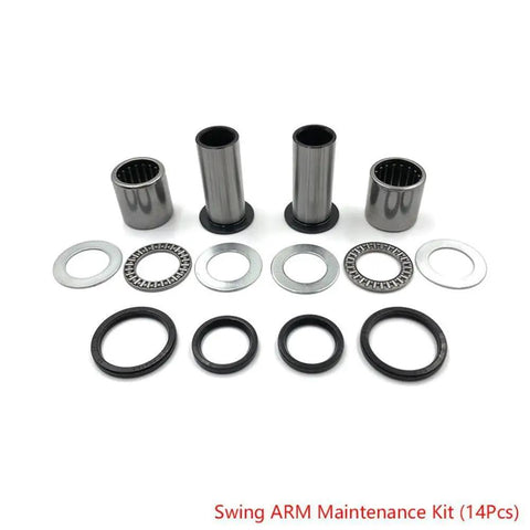 All In One Motorcycle Swing Arm Repair Kit With Needle Roller Bearings Bushings And Oil Seals For DRZ400 Series RM125 And RM250 Plug And Play DIY Friendly Maintenance Kit For Smoother Ride And Long Lasting Performance, 14-piece set