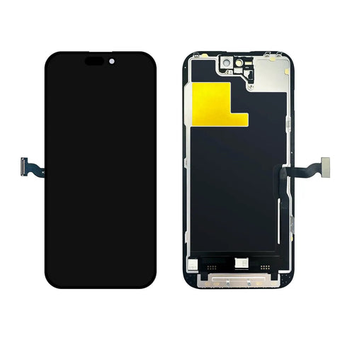 IPhone 14 Pro Six Point One Inch LCD Screen Replacement Kit With 3D Touch Digitizer Display Assembly Tools Included Adhesive Screen Protector And Repair Kit Compatible With A2650 A2889 A2892 A2891 A2890, front and back view