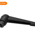 Black alloy steel M12 adjustable knob handle with female thread, push button ratchet for lathe machinery, 2 pcs, front view.