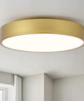 Ultra Sleek Gold Flush Mount Ceiling Light With White Acrylic Shade Contemporary 3 Light Round Fixture 15.8 Inch