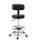 Heavy Duty Swivel Rolling Stool With Backrest For All Day Comfort On Wheels, Adjustable Height, shown in front view