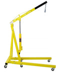 Pro Level 2 Ton Hydraulic Engine Hoist And Folding Cherry Picker Shop Crane With 4000 Lb Capacity, yellow color, compact design.