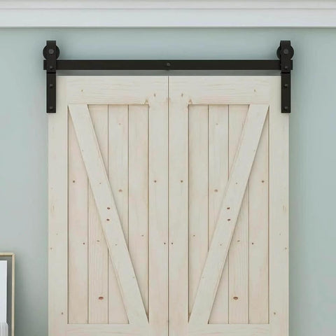 Bi Folding Sliding Barn Door Hardware Kit For Double 16 Inch Bifold Doors, Heavy Duty Wall Mount Rollers, 34 Inch Track