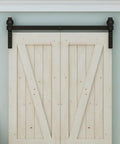 Heavy Duty Bi Folding Sliding Barn Door Hardware Kit For Two Doors No Fuss Install Smooth Quiet Glide 3 Ft Track Matte Black Carbon Steel