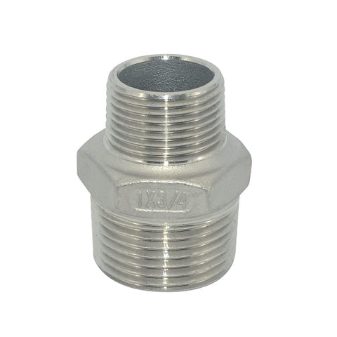 1 Inch To Three Quarter Inch Male Hex Nipple Threaded Reducer Connector Pipe Fitting Adapter Stainless Steel 304 NPT