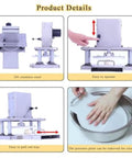 Heavy Duty Electric Dough Press Commercial Pizza Roller Sheeter Machine showing stainless steel design, easy operation features, and pull-out tray.
