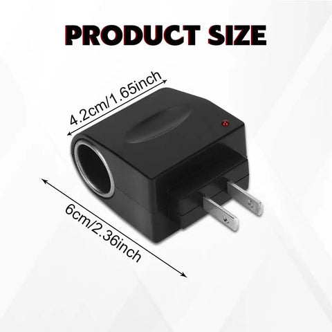 Dang Solid AC To DC Car Cigarette Lighter Adapter And Wall Plug Converter, 4.2cm x 6cm black ABS housing.