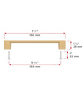 Dimensions of Armadale Collection Champagne Bronze Modern Rectangular Cabinet And Drawer Pull Handle In Six And Five Sixteenth Inch Center.