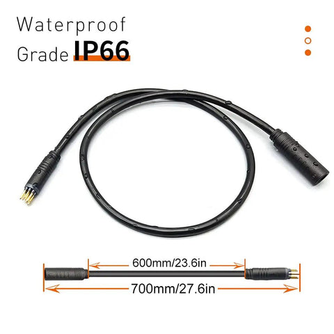 Ebike Hub Motor Extension Cable 9 Pin Waterproof Female To Male Connector For Electric Bike And Escooter, 60cm 130cm 160cm Lengths IP66 Waterproof Conversion Kit Flexible Long Reach For Quick Install