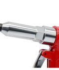 Pneumatic Rivet Gun With 90 To 120 Psi Air Power 1300 Kgf Riveting Tool Kit for aluminum and iron nuts, nozzle close-up view