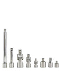 Socket Extension And Adapter Set 10 Piece Kit With Chrome Finish For Corrosion Resistance Quick Size Markings