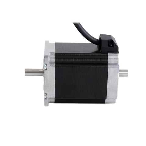 Total Game Changer Nema 23 Stepper Motor With Dual Shaft And Precision Windings side view showing body and shaft, designed for CNC and 3D printing.