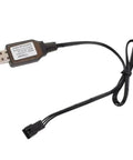 7.4V 3 Pin USB Charger Cable For RC Cars Boats And Toys Li Ion Battery Charger SM3P Two Pack, black cable with USB end