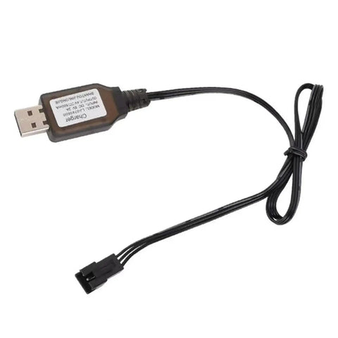 7.4V 3 Pin USB Charger Cable For RC Cars Boats And Toys Li Ion Battery Charger SM3P Two Pack, black cable with USB end